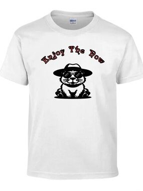 Gildan White T‑Shirt with Black and Red Graphic